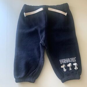 H&M Navy Blue Cotton Polyester Snoopy Peanuts Baby Sweatpants 6M